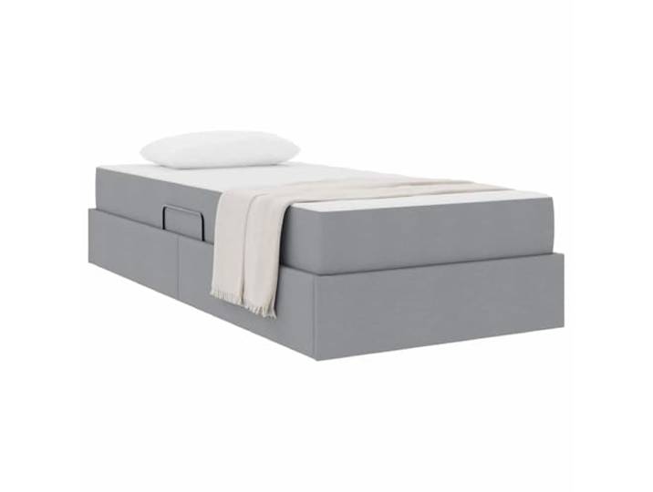 KTHLBRH Boxspringbett Hellgrau 100 x 200 cm mit Matratze Hydraulisches Heben, Gestell aus Metall, feste Latten, Kapazität 140 kg