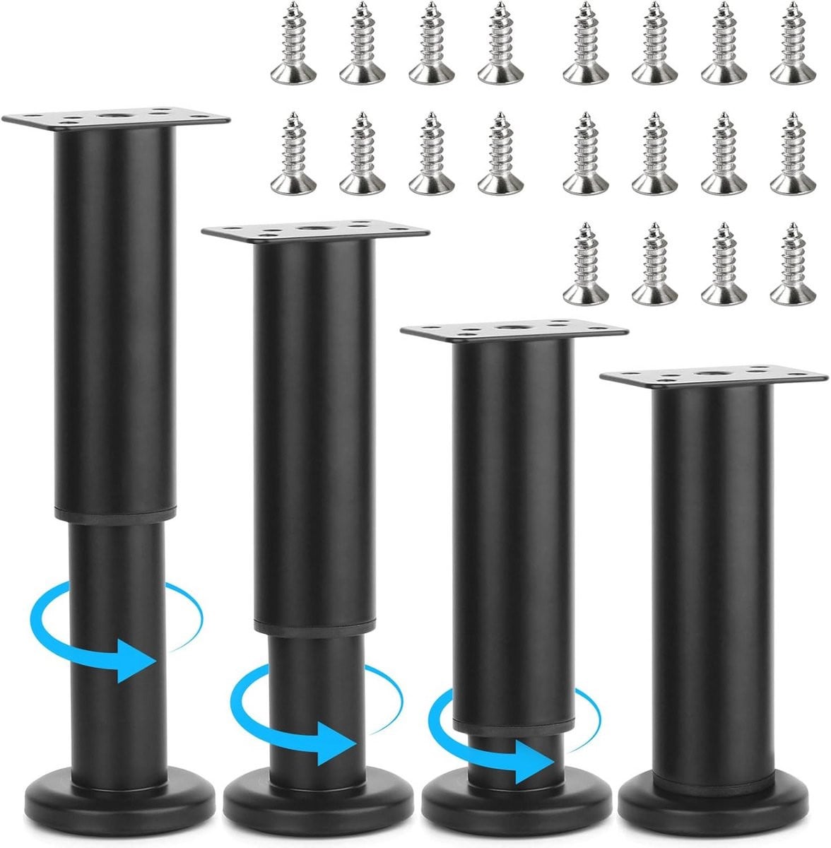 Verstelbare Meubelpoten 18-32 cm - Zwarte Metalen Kastpoten met Schroeven - Vervangende Steunpoten voor Meubels