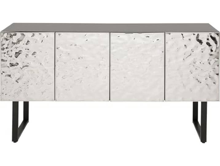 Kare Design Sideboard Carino, Silber/Schwarz, Chrom, Schrank, Aufbewahrung, Ablage, Push-to-Open, mit 4 Türen, Holz Korpus, Stahl Verkleidung, Wohnzimmer