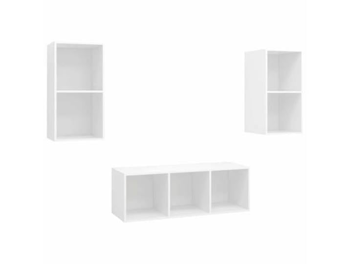 LMTYOENFG 3-TLG. TV-Schrank-Set Wandmontage Hängend Weiß Holzwerkstoff Wandmontiertes 3er Set TV-Möbel in Weiß für Wohnzimmer und Schlafzimmer mit Stauraum aus Holzwerkstoff.