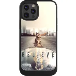 Nivocase Hülle für Apple iPhone 12 Pro Handyhülle NIVOcore Case Schwarz Motivation Tiere Tiger (Apple iPhone 12 Pro), Smartphone Hülle, Schwarz