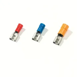 ABB RA28 Flachsteckhülsen nach DIN 46245, Kabeldurchmesser 0.5 - 1.5 mm2, Messing, PC - Polycarbonat Isolation, rot 7TCI029670R0156 VPE=100  - 100 Stück