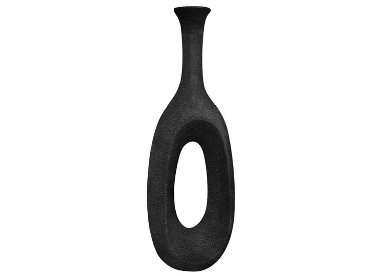 Ambia Home Vase, Schwarz, Kunststoff, oval, 27x76 cm, handgemacht, zum Stellen, auch für frische Blumen geeignet, Dekoration, Vasen, Bodenvasen