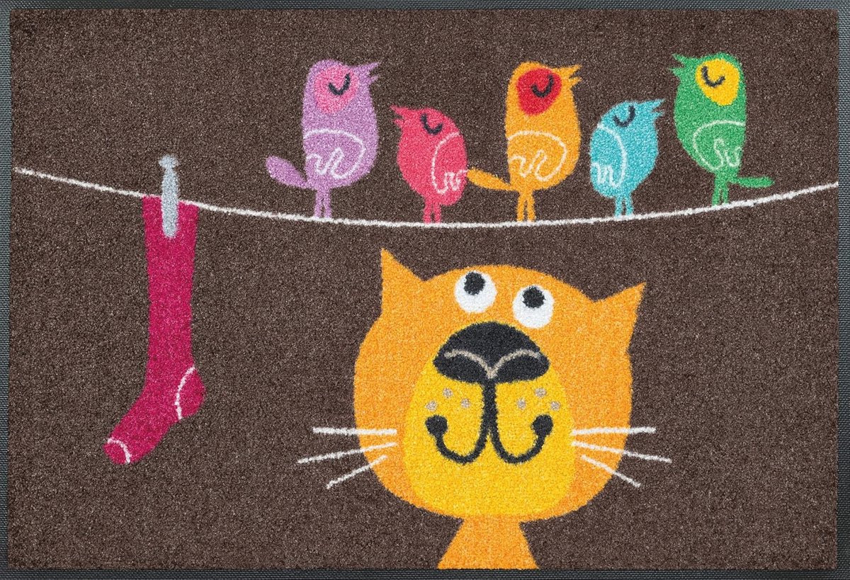 Vloermat Birds on Wire 50 x 75 cm - Wasbaar voor binnen en buiten