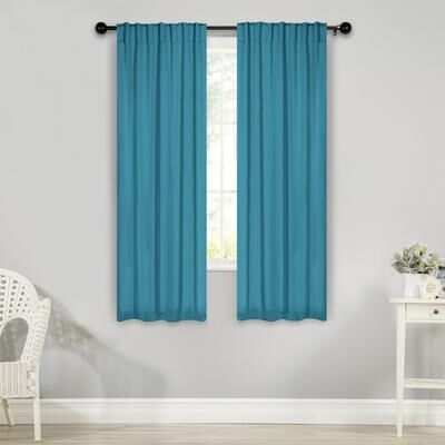Superior Solid 2-Piece Room Darkening Curtain Set, Rod Pocket Backtab Header Window Drapes