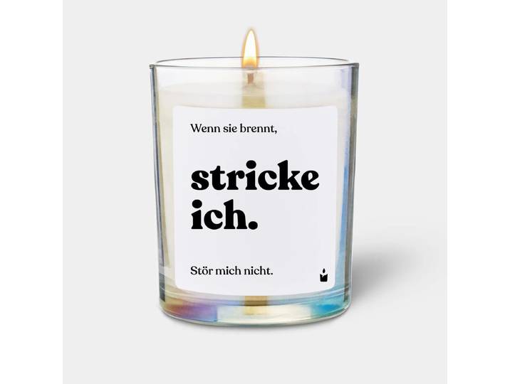 Duftkerze Flowery Wenn sie brennt, stricke ich. Stör mich nicht.