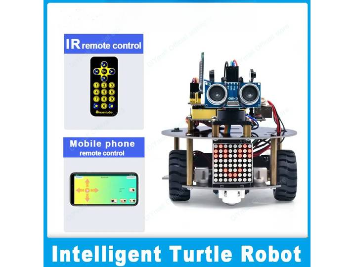 Keyestudio Smart Little Turtle Robot V3.0 – Kit programmable Arduino STEM avec fonctions multi-capteurs de codage mixte Blue-tooth
