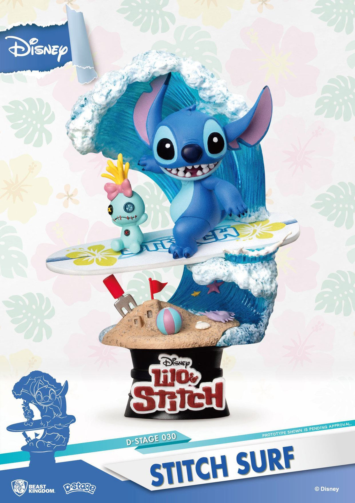 Beast Kingdom Toys Disney Zomerserie D-Stage PVC Diorama Surfer Stitch, 15 cm