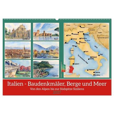 Italien - Baudenkmäler, Berge und Meer (Wandkalender 2027 DIN A2 quer), CALVENDO Monatskalender