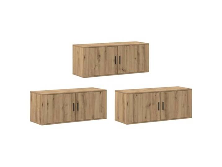 Kaorsrow Wand-TV-Schrank Set 3-teilig, Hängeboard Artisan-Eiche Platzsparende TV-Wandelemente für Wohnzimmer und Schlafzimmer, modernes Design mit Scharniertüren und viel Stauraum.