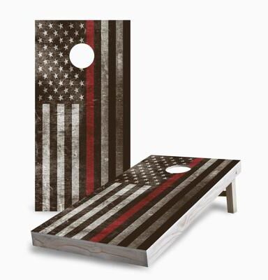 Skip's Garage Thin Red Line Regulation 2x4 Cornhole Game Set