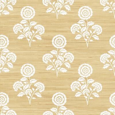 Society Social Flourish Block Print Wheat Faux Grasscloth Peel and Stick Wallpaper