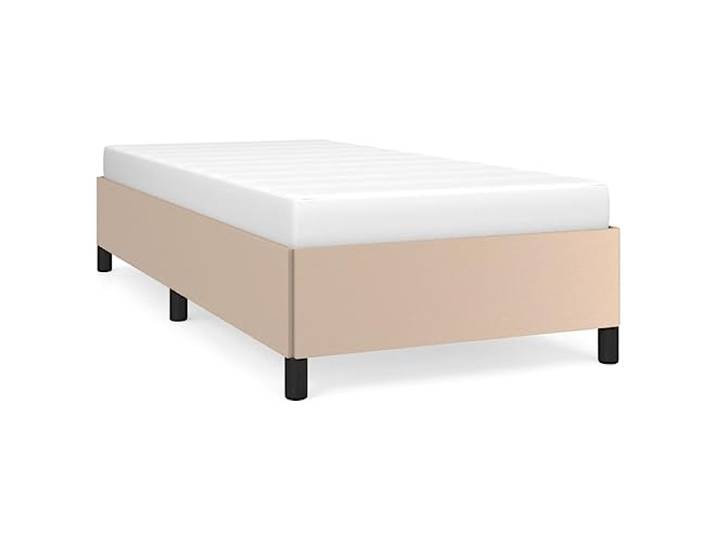 PUGYNBK Bettgestell 80 x 200 cm, Kunstleder, Cappuccino Sockel mit Lamellen im Lieferumfang enthalten, stabile Füße, schmutzabweisende Oberfläche, einfache Reinigung