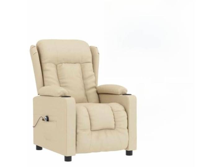 Relaxsessel Elektrisch Creme Stoff 3 Liegepositionen,2-Tasten-Fernbedienung,atmungsaktiver Stoffbezug,Rahmen aus Holz und Metall
