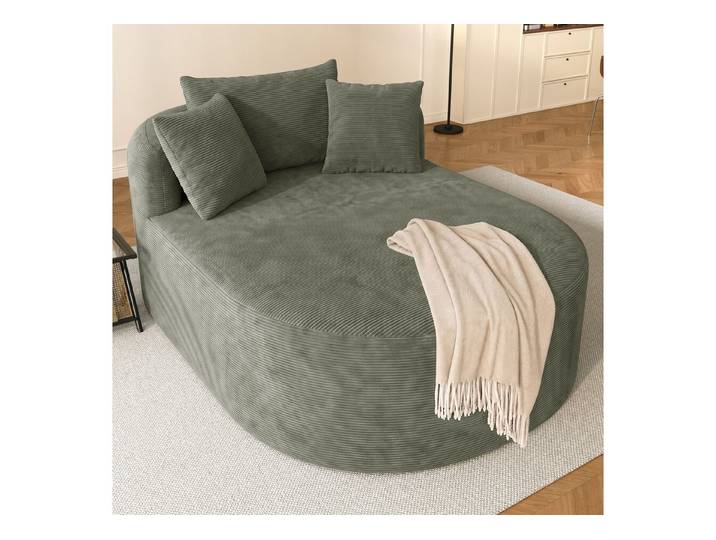 Odikalo Loungesofa Ovaler Relaxsessel aus Cordstoff montagefrei Mit Schlaffunktion, gute Rückfederung 122 cm tiefe Sitzfläche minimalistischer Einzelsessel in Unifarben haustierfreundlicher Sessel für Wohnzimmer
