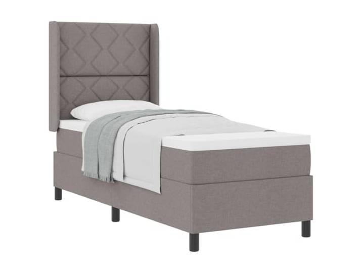 KKgypkn Boxspringbett mit Matratze und Kopfteil Taupe 200 x 80 cm Stoff, inklusive Lattenrost und Taschenfederkernmatratze, verstellbare Kopfhöhe