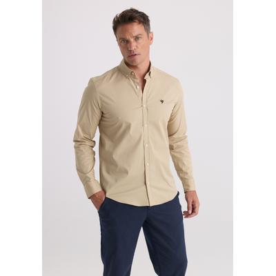 Langarmhemd FELIX HARDY "Langarmhemd", Herren, Gr. M, Normalgrößen, beige, 97% Baumwolle, 3% Elasthan, Hemden