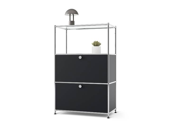 Tchibo - Kommode Metall »Cn3« mit 2 Klappenfächern - 77x40x120,5cm - schwarz -