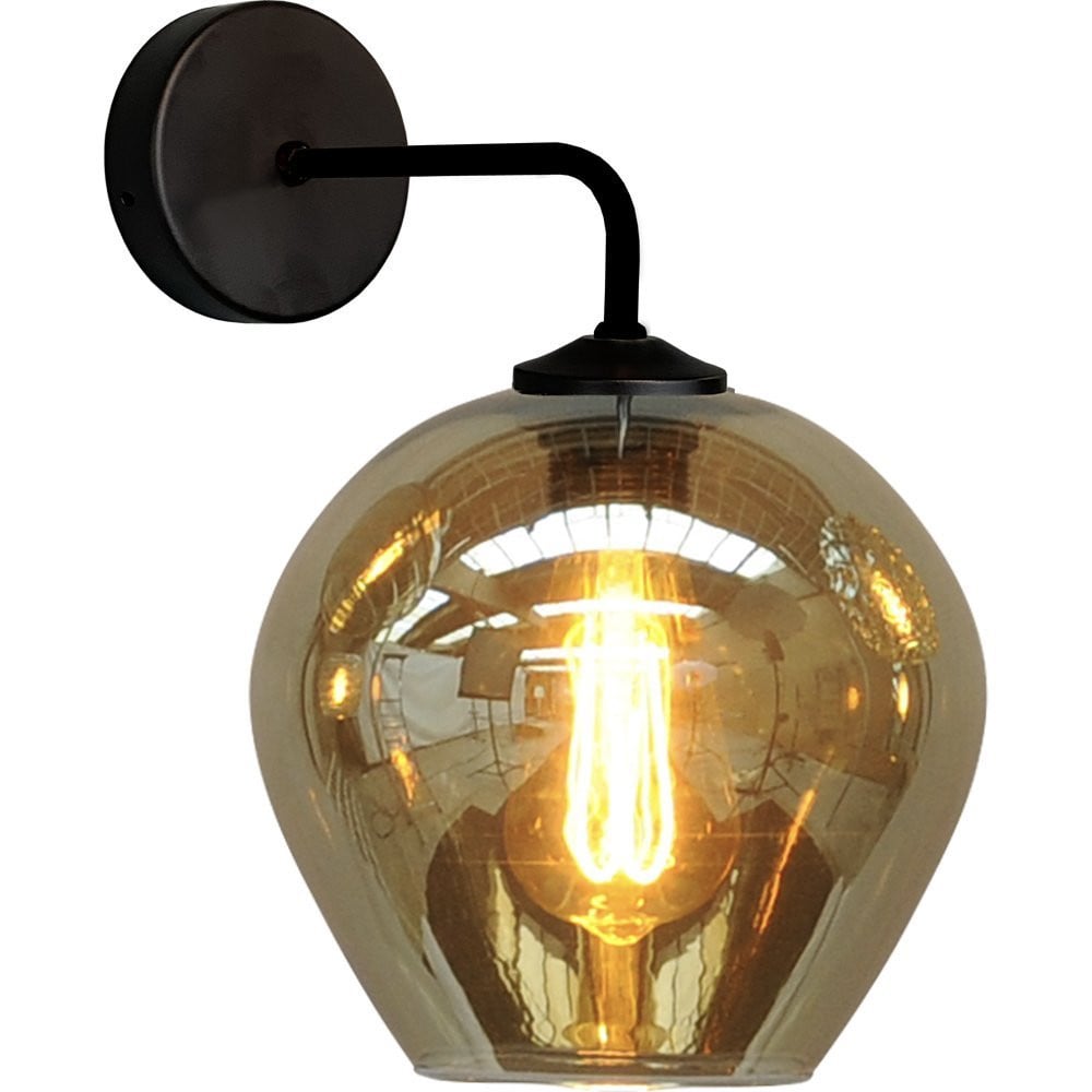 Masterlight Wandlamp Quinto zwart met rookglas
