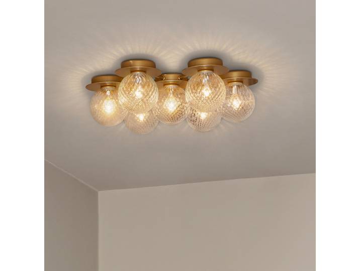 Applique murale Liila Star, à 7 lampes, dorée/transparente, blanc chaud - Nuura - Salon / séjour - Design - Verre - Boule
