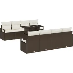 vidaXL 9-teiliges Garten Sofa Set mit Kissen Braun Poly Rattan