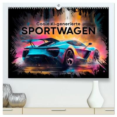 Coole KI-generierte SPORTWAGEN (hochwertiger Premium Wandkalender 2027 DIN A2 quer), Kunstdruck in Hochglanz