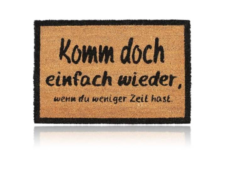 Relaxdays Paillasson Fibre de Coco KOMM Wieder 40x60 cm Tapis d’entrée extérieur antidérapant PVC\, Nature/Noir