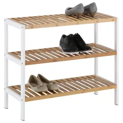 Schuhregal in Weiß/Naturfarben