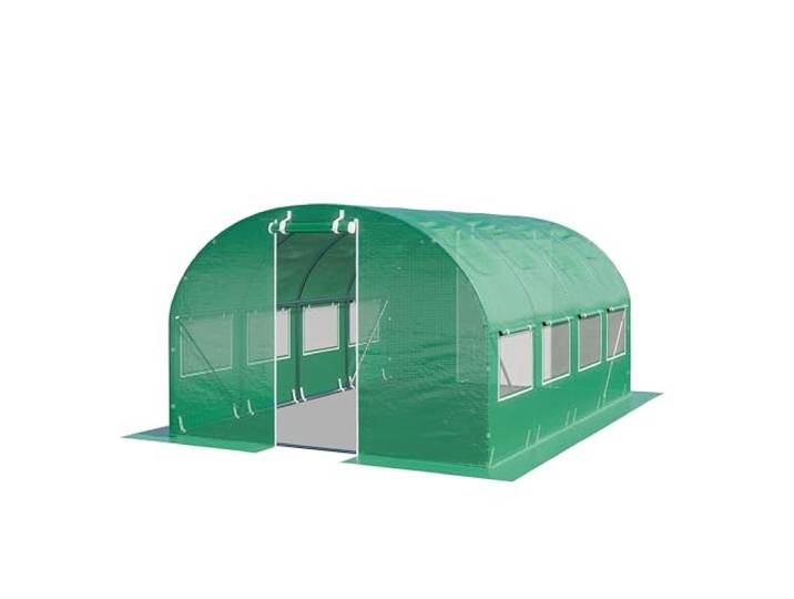 TOOLPORT Tunnelkas Foliekas Folietunnel 3x4m winterbestendig met oprolbare ramen - PE 180g/m² groen transparant