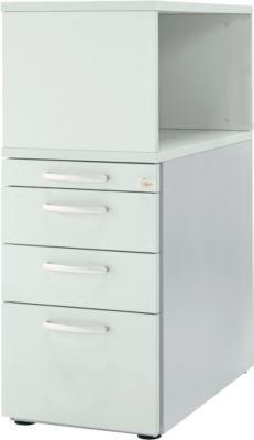 Schäfer Shop Genius Standcontainer mit Aufsatzregal, abschließbar, runder Griff, lichtgrau