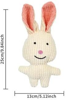 Uplifted Finds Corduroy Squeaky Animal Toy For Small & Medium Dogs white Rabbit