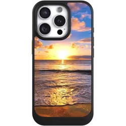 Nivocase Hülle für Apple iPhone 16 Pro Handyhülle NIVOcore Case Schwarz Meer Sonnenuntergang Strand (Apple iPhone 16 Pro), Smartphone Hülle, Schwarz