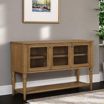 ZWYO HOSIMU "62"" Farmhouse 3-Door Buffet Sideboard Cabinet with Mesh Doors and Storage Shelves for Living Room, Hallway, Dining Room"