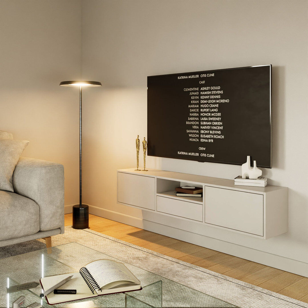 17 Stories Takiea TV Stand for TVs up to 65" Cream 65"