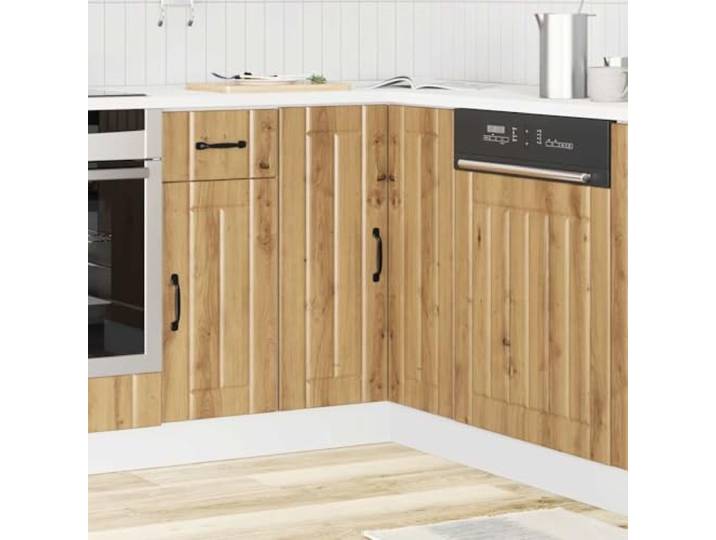 KTHLBRH Eckregal Lucca 75,5 x 75,5 x 81,5 cm Eiche handwerklich Robuste Spanplatte, praktische Türen, verstellbare Füße, max. Belastung 70 kg