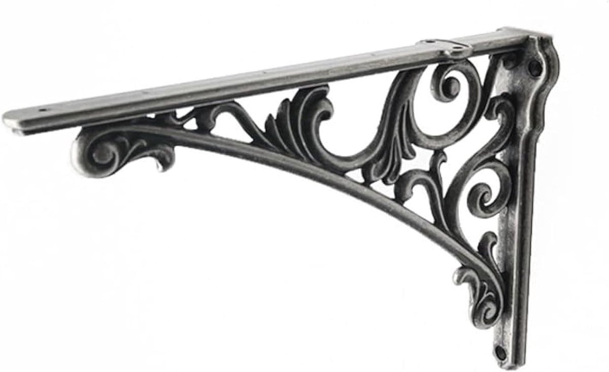 Decoratieve Plankbeugel in Barokstijl van Gietlegering - Antiek Zilver - 20 cm