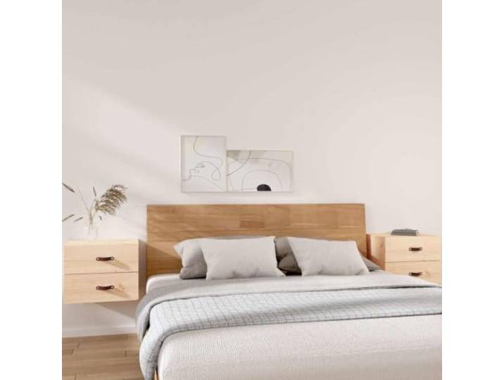 WXGTBKPR Wand-Nachttisch 2er Set aus massivem Kiefernholz, Schwebender Nachttisch zur Wandmontage, 50x36x40 cm, Rustikales Design für Schlafzimmer