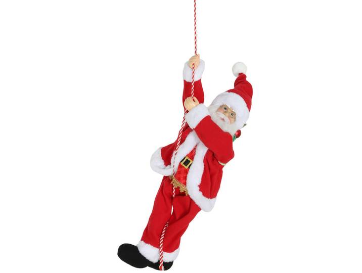 Homcom Weihnachtsmann 60 cm Singend und Kletternd Weihnachtsmann mit Geschenk Seil, Rot, 18x60x20 cm, Dekoration, Weihnachtsdekoration