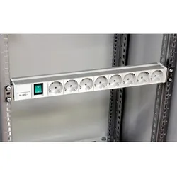 Schneider Electric NSYAPU19S8S Actassi, 1HE Stromverteilerschiene, 8 Steckdosen+Schalter 19P VDE