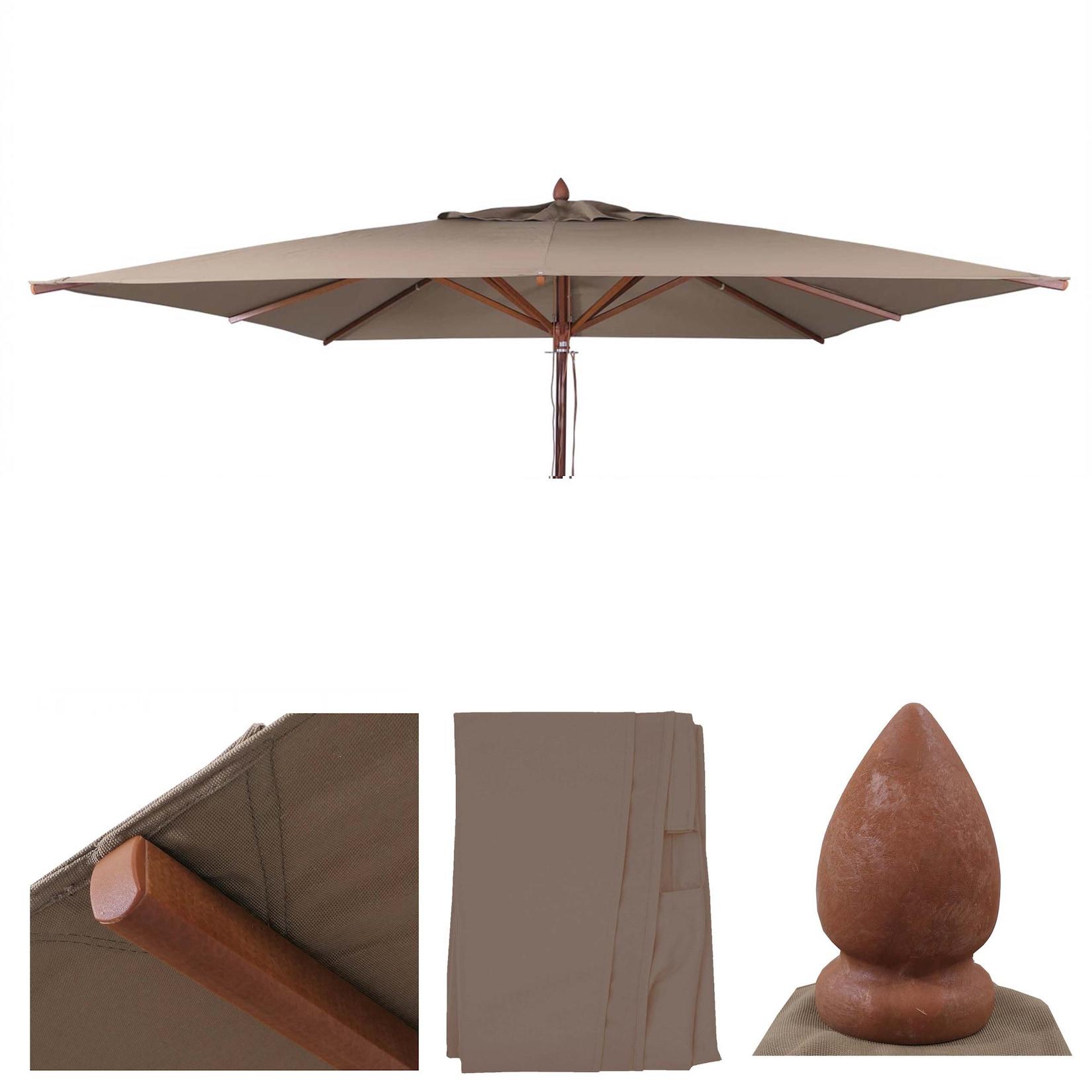 Ersatz-Bezug für Gastronomie Holz-Sonnenschirm MCW-C57b, Sonnenschirmbezug, eckig 3x3m Polyester ~ taupe