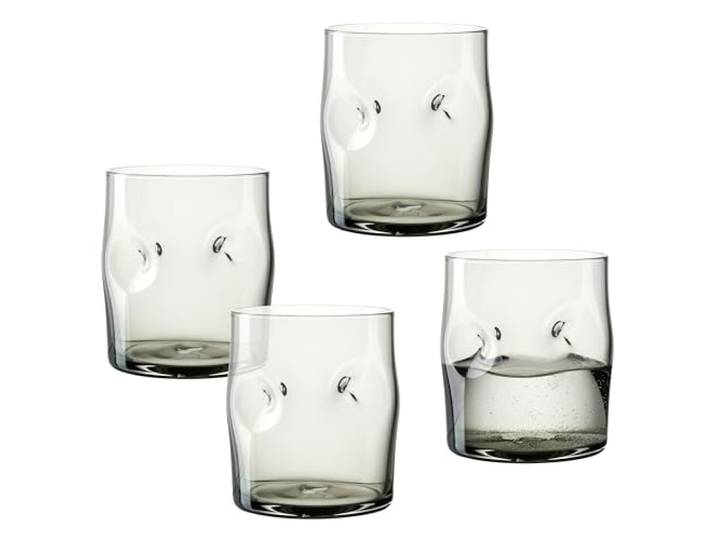 LEONARDO HOME VESUVIO Trinkglas 4 Stück 4 Farbgläser Blaseneinschlüsse Strukturoptik Charakterstark Getränkeglas Wasserbecher Softdrinks Spülmaschinengeeignet 300 ml 077374