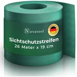 Novatool Premium PP 26m Rolle Sichtschutzstreifen für Doppelstabmattenzaun Grün für 10 Reihen , 1 ,1 mm extra stabil UV-Beständigkeit Metallzaun Sichtschutzstreifen Zaunelemente Sichtschutz Zaun