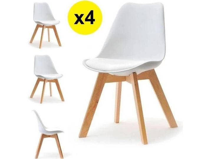 Lot de 4 chaises scandinaves coloris blanc - Skagen Style scandinave la tendance ultime Caractéristiques: Coque assise et dossier