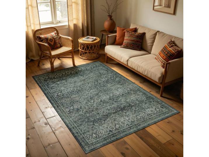 Carpettex Tapis 240x340 cm Vert Vintage Oriental Lavable Antidérapant