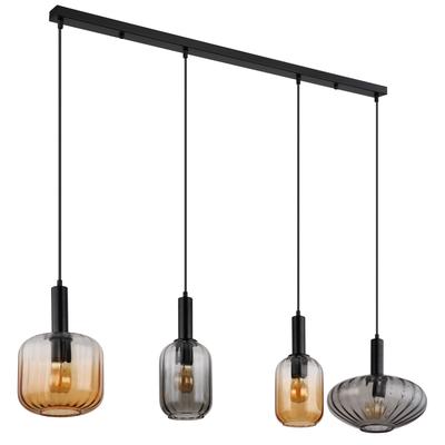 GLOBO LIGHTING Pendelleuchte "VALLETTA", schwarz (schwarz matt), 1 Stk., Leuchten, Hängelampe, Hängeleuchte, verschiedene Gläser, modern, Essbereich, Pendelleuchte
