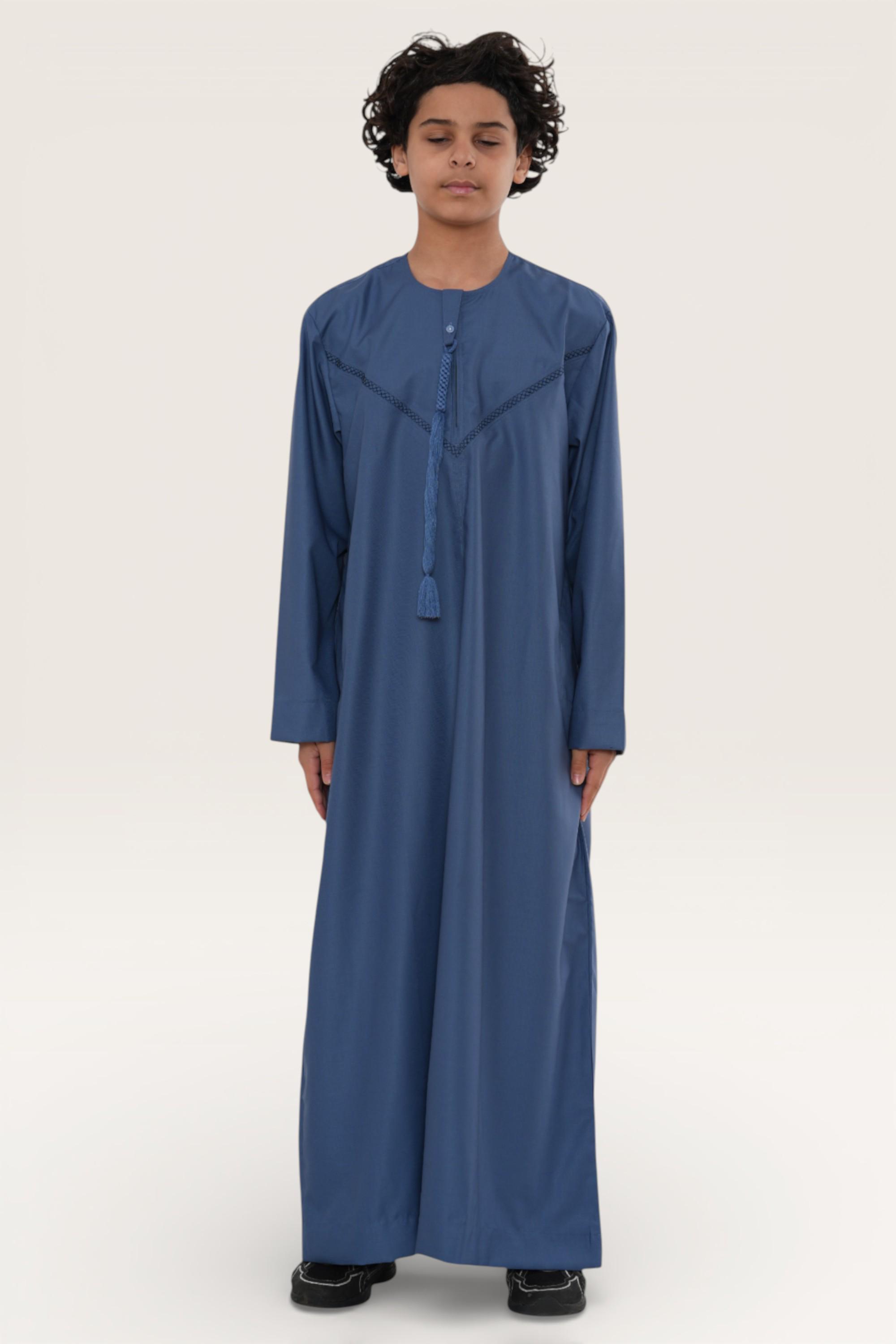 Kinderen jongens Eid blauwe Marokkaanse Thobe gewaad Djellaba Ramadan Eid Jubba- K-HM10