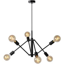 Lucide 21424/06/30 Hängende Deckenleuchte Lester 6x40w | E27 - schwarz, etabliert
