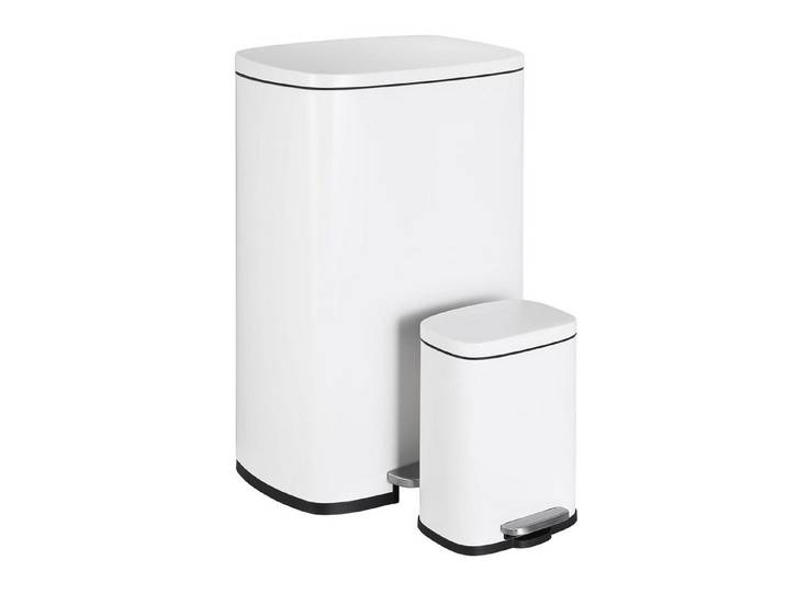 TLGREEN Mülleimer 50l + 5L,2er Set Abfalleimer aus Stahl mit Softclose Deckel, Abnehmbarer Inneneimer, Geruch isolieren,für Küche, Badezimmer, Büro