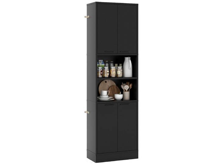 COSTWAY Küchenbuffet Hochschrank mit Türen, Regalen 56x30x190 cm