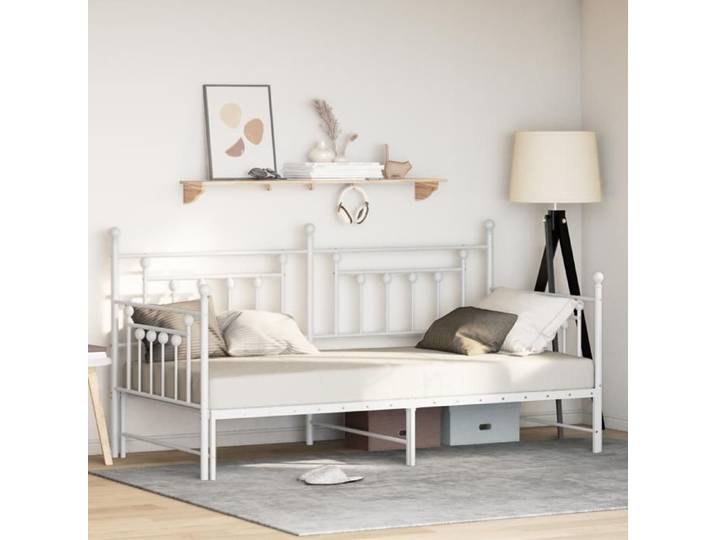 （Blanc）Lit daybed avec lit gigogne blanc 90x190 cm en acier 86594